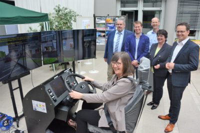 Der Bus-Fahrsimulator in Benutzung
